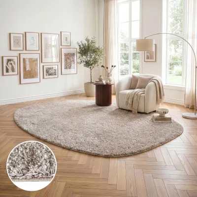 Produktbild von riess-ambiente Teppich ORGANIC 350x240cm taupe Polyester Kautschuk Hochflor Indoor organische Form