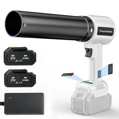 Produktbild von Kabelloser Laubbläser mit Turbinentechnologie & bürstenlosem Motor | 3-Gang+Orkanstufe | 2x 4.0Ah Akku | Akku Laubbläser für Garten,Laub,Staub,Schnee