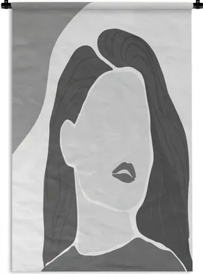 Produktbild von MuchoWow® Wandteppich Wandbehang Porträt - Frau - Schwarz - Weiß 90x135 cm Tapisserie Dekoration Wandtuch - Baumwolle - Wandskulptur