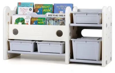 Image de 2-in-1 Kids Bookshelf with Toy Storage, White, 2-Tier