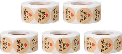 Produktbild von 5 Rollen 2500 Stück runde Aufkleber 1 Zoll Durchmesser Kraftpapier-Aufkleberetiketten zum Basteln von Geschenkverpackungen, Umschlagversiegelung