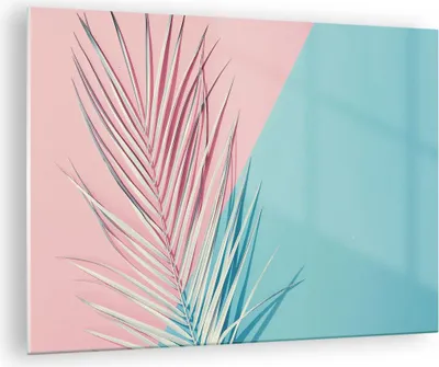 Produktbild von Bilder auf glas - Einteilig - Blatt Rosa Türkis - 70x50cm - Glasbilder - Wandbilder - Bilder - zum Aufhängen bereit - Wanddekoration aus Glas - Glas Bilder - Wandbild auf Glas - GAA70x50-4421