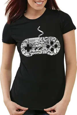 Produktbild von style3 Gamer T-Shirt Damen super konsole kart NES SNES zelda mario sonic wii, Farbe:Schwarz, Größe:S