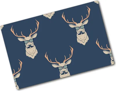 Produktbild von Tulup Glas Herdabdeckplatte - 80x52 cm - Glaskeramikkochfeld-Abdeckung Spritzschutz Glasabdeckplatte - Einteilig - Tiere - Hipster Hirsch - Beige