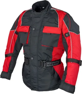 Produktbild von Roleff RO432K Kinder-Motorradjacke – Rot/Schwarz, wasserdicht, atmungsaktiv & mit Protektoren  Roleff Größe: Kindergröße 170,