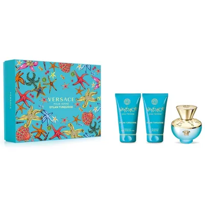 Produktbild von Versace Dylan Turquoise für Damen – Duftset: Eau de Toilette 50 ml, Duschgel 50 ml & Bodygel 50 ml