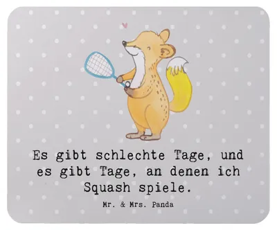 Produktbild von Mr. & Mrs. Panda computer mauspad Fuchs Squash spielen - Grau Pastell - Geschenk, Squashhalle, pc mausunterlage, Ballsport, Mousepad, laptop, Mouse Pad