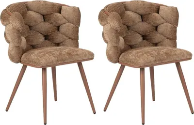 Produktbild von 2er-Set Esszimmerstühle Rock aus Velour - Karamell