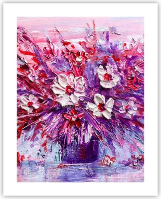 Produktbild von Poster - Poster ohne Rahmen - Pastos Blumen Rosa - 40x50 cm - Wand Bild - Wanddeko - Wandbilder - Kunstposter - Wandposter - Bilder - Kunstdruck - Wanddekoration - Wandbild - P2XPA40x50-4530