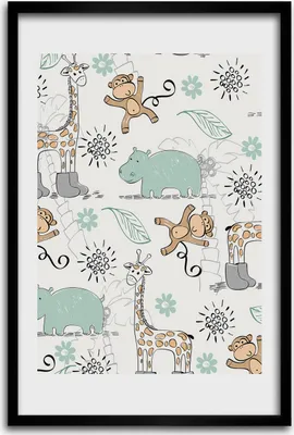 Produktbild von Bild - Bilderrahmen - 40 cm x 60 cm - MDF - Rahmen - Wandkunst - Tiere von Afrika