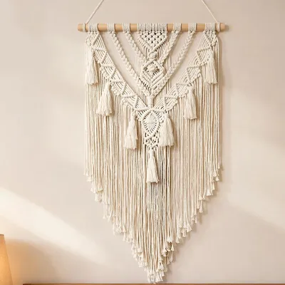 Immagine prodotto di Solidchoice - Tappeto da parete in cotone fatto a mano, decorazione bohémien con frange, 70 x 40 cm