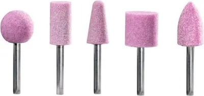 Image de Assortiment Meules sur Tige METABO, Acier et Fonte d'Acier, Pour Meuleuse Droite, 5 Pièces