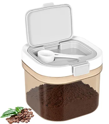 Productafbeelding van Koffiebus 800 ml - Luchtdichte container met lepel - Geschikt voor het n van koffiebonen en granen - Bruin