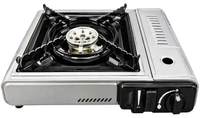 Obrázek produktu pro Chytrý kempingový vařič, přenosný, 2,06 kW, jeden hořák, piezoelektrické zapalování, 36x31x9 cm, Kemper