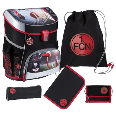 Produktbild von Scooli Ranzen-Set 6-teilig FUSSBALL Schulranzen-Set 1. FC Nürnberg (1. FCN) mit Federmäppchen & Sporttasche