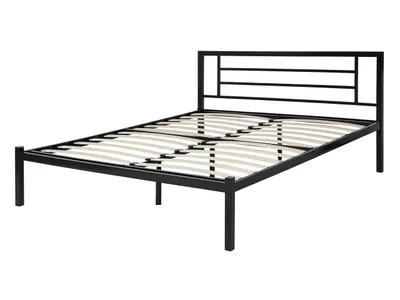 Zdjęcie produktu dla BELIANI Łóżko ze stelażem czarne metalowe 140 x 200 cm niskie wezgłowie nowoczesny design