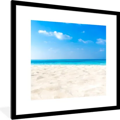 Produktbild von MuchoWow® Gerahmtes Poster Strand - Meer - Sand 40x40 cm - Poster mit Schwarzem Bilderrahmen Wandposter Rahmen Foto Bilder - Poster - Plakat im Rahmen