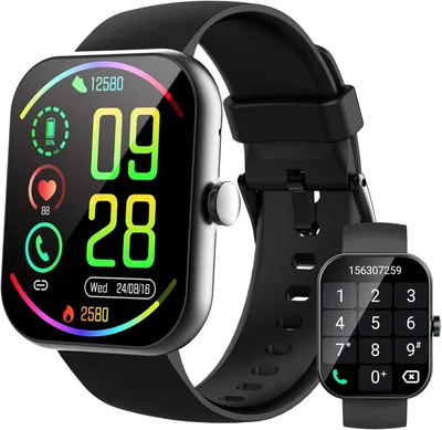 Produktbild von Smartwatch mit Bluetooth Telefonfunktion 1.91 Zoll Fitnessuhr IP68 wasserdicht Herzfrequenz SpO2 Schlaftracking 100+ Sportmodi für Android iOS