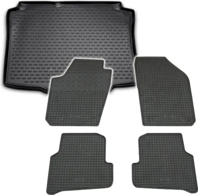 Produktbild von Gummi Kofferraumwanne + Fußmatten Set für Seat Ibiza 6J, Bj. 5/2008-2017