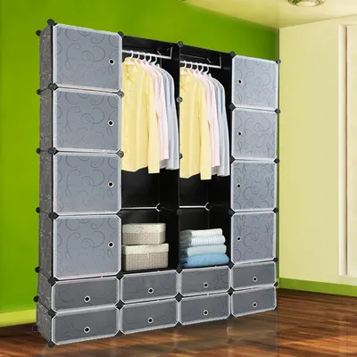 Produktbild von Clanmacy DIY Kleiderschrank kleiderschränke Steckregal mit Tueren schrank regalsystem Kleiderschrank kleiderschränke Garderobe