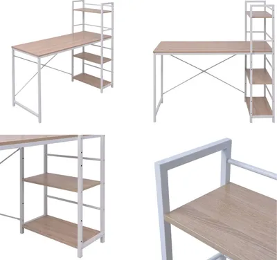 Image de vidaXL Bureau avec bibliothèque avec 4 étagères Chêne - Bureau - Bureaux - Table - Tables