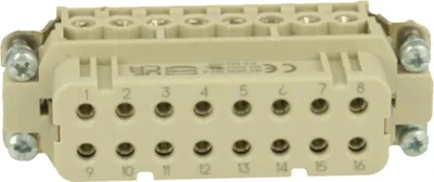 Produktbild von HARTING Han 16A Buchseneinsatz (F) Schraubanschluss, 16-polig+PE 250V, 16A - 1 Stück