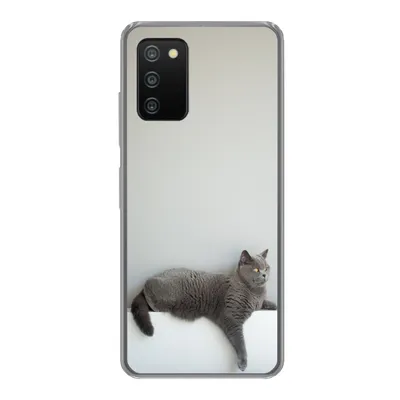 Produktbild von MuchoWow® Handyhülle Schutzhülle Hülle für Samsung Galaxy A03s Katze - Britisch Kurzhaar - Grau - Mädchen - Kinder - Jungen - Kinder Silikon Softcase Handy Hülle - Schutz