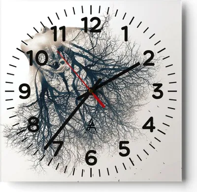 Produktbild von Wanduhr - Quadrat - Glasuhr - Mädchen Baum Grafik - 30x30cm - Schleichendes Uhrwerk - Lautlos - zum Aufhängen bereit - Dekoration Modern - Wanddekoration aus Glas - C4AC30x30-4354