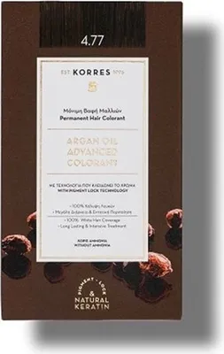 Zdjęcie produktu dla Korres Argan Oil Advanced Colorant, Ciemny, Dark Chocolate, Unisex, 50 ml, 75 ml, Do wszystkich włosów