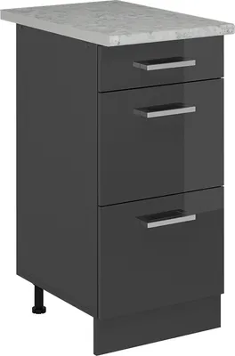 Produktbild von Küchenunterschrank Vicco R-Line Anthrazit Hochglanz 40 cm AP Marmor, Model 54161