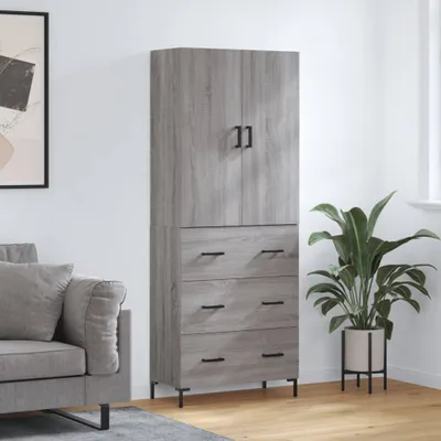 Produktbild von The Living Store Highboard Grau Sonoma 69,5x34x180 cm Holzwerkstoff