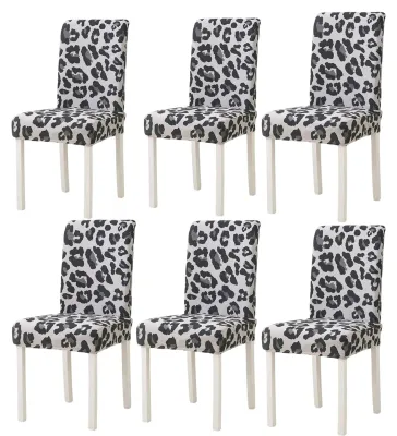 Esszimmerstuhlbezüge, Leopardenmuster, 6 Stk, dekorativ, elastisch