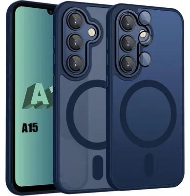 Image de Coque pour Samsung Galaxy A15 4G/5G, avec Anneau Magnétique et Protection Caméra - Bleu Marine