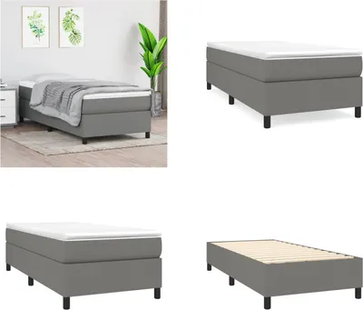 Image de vidaXL Lit boxspring gris foncé 90x200 cm Tissu - Lit boxspring - Lits boxspring - Lit - Meubles de chambre à coucher