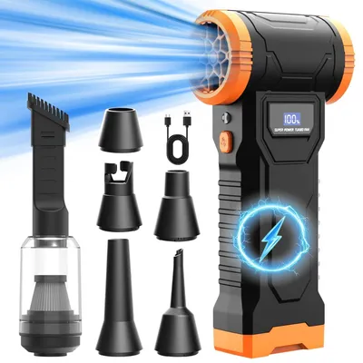 Imagen del producto de INF Soplador de aire portátil inalámbrico mini - 4000mAh recargable, motor sin escobillas 110000RPM, 4 velocidades ajustables para PC, teclado, cámara y coche