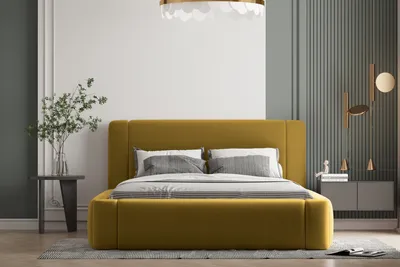 Produktbild von Polsterbett OLAF 140 x 200  mit Matratze, Bettkasten und Lattenrost. Farbe: Gold