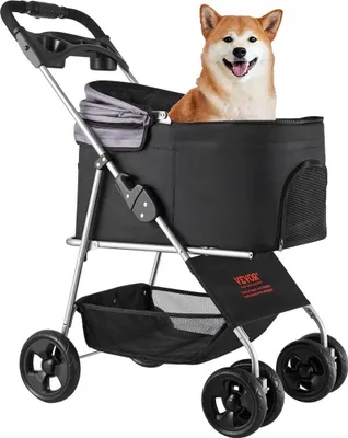 Image de Poussette pour animaux pliable à 4 roues Poussette pour chiens Sac de transport amovible jusqu'à 16 kg