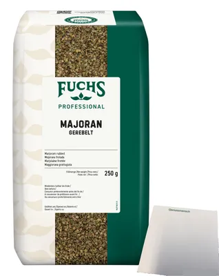 Produktbild von Fuchs Gewürze Majoran gerebelt (250g Packung) + usy Block