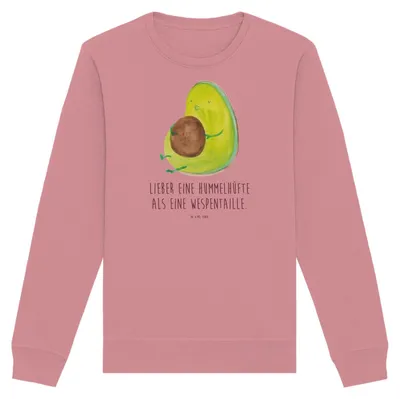 Produktbild von Mr. & Mrs. Panda Baumwoll Pullover Avocado Pfeifen Größe L - Canyon Pink - Geschenk, Sweater, Abnehmen, Sweatshirt, Pulli, Diät, Bio, Schwanger, Rundhals