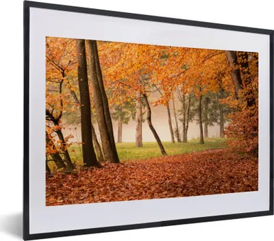 Produktbild von MuchoWow® Gerahmtes Poster Blätter - Herbst - Wald 40x30 cm - Poster mit Schwarzem Bilderrahmen Wandposter Rahmen Foto Bilder - Bilderrahmen - Poster im Rahmen