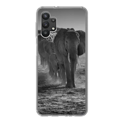 Produktbild von MuchoWow® Handyhülle Schutzhülle Hülle für Samsung Galaxy A32 5G Elefant - Einfarbig - Tiere - Schwarz - Weiß Silikon Softcase Handy Hülle - Softcase