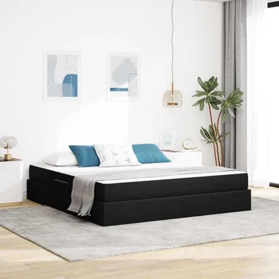 Produktbild von vidaXL Aufbewahrungsbett mit Matratze Schwarz 180 x 200 cm Polyester