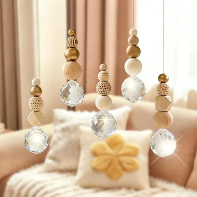 Produktbild von Sonnenfänger 5 Stück, 30 mm K9 Kristallkugel, Holzperlen, für Fenster