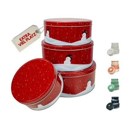 Produktbild von INSPINOVIA Keksdosen 4er Set | 4 Größen im Set | Gebäck & Aufbewahrungsdosen in bezaubernden Designs für viele Anlässe (Schneemann)