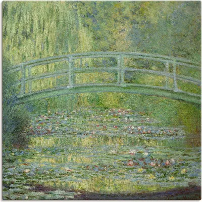 Produktbild von ARTland Leinwandbild Seerosenteich und japanische Brücke. Größe: 40x40 cm