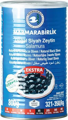 Zdjęcie produktu dla Marmarabirlik Extra schwarze Premium Oliven xs mit Stein - Czarne oliwki (800g)