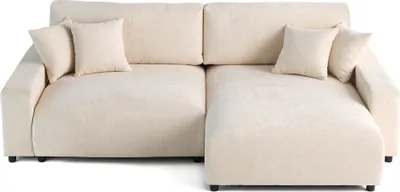 Produktbild von Lisa Design Pivoine - 4-Sitzer Ecksofa beidseitig montierbar - Schlaffunktion und Bettkasten - aus strukturiertem Samt , Beige