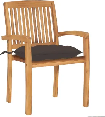 Produktbild von vidaXL Gartenstühle 2 Stk. mit Taupe Kissen Massivholz Teak