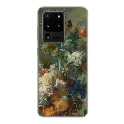 Produktbild von MuchoWow® Handyhülle Schutzhülle Hülle für Samsung Galaxy S20 Ultra Stilleben mit Blumen - Gemälde von Jan van Huysum Silikon Softcase Handy Hülle - Karteninhaber