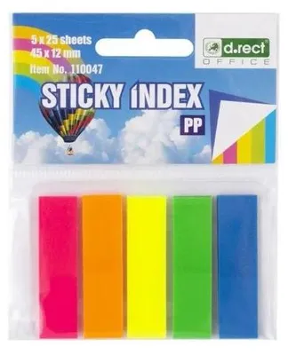 Obrázok produktu pre Indexovacie karty 45x12mm 5x25 kusov D.RECT